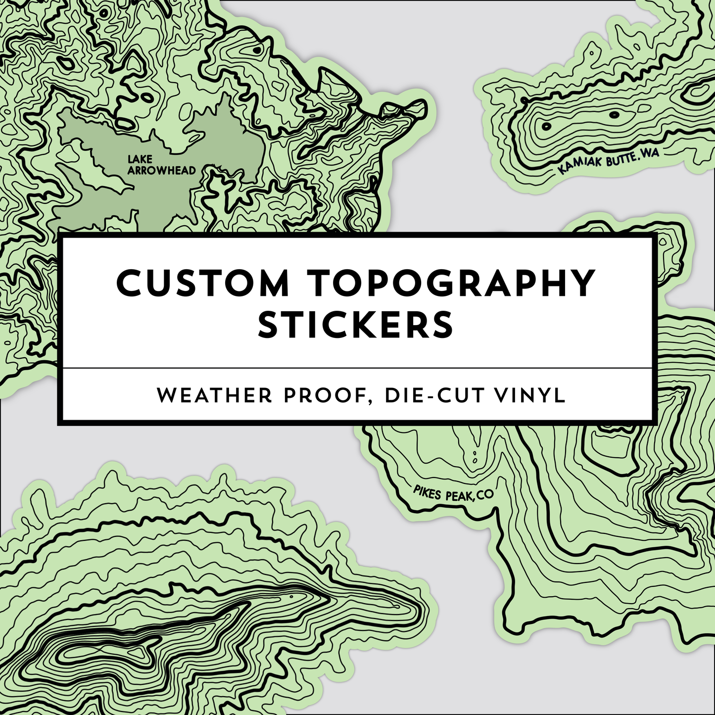 Whidbey Island Custom Topography - Stickers